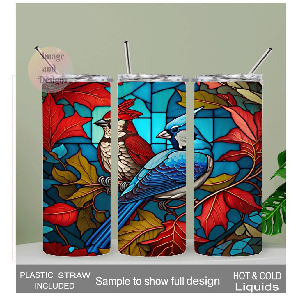 Blue Jay Tumbler 20oz With Reusable Straw, Can Be Personalized