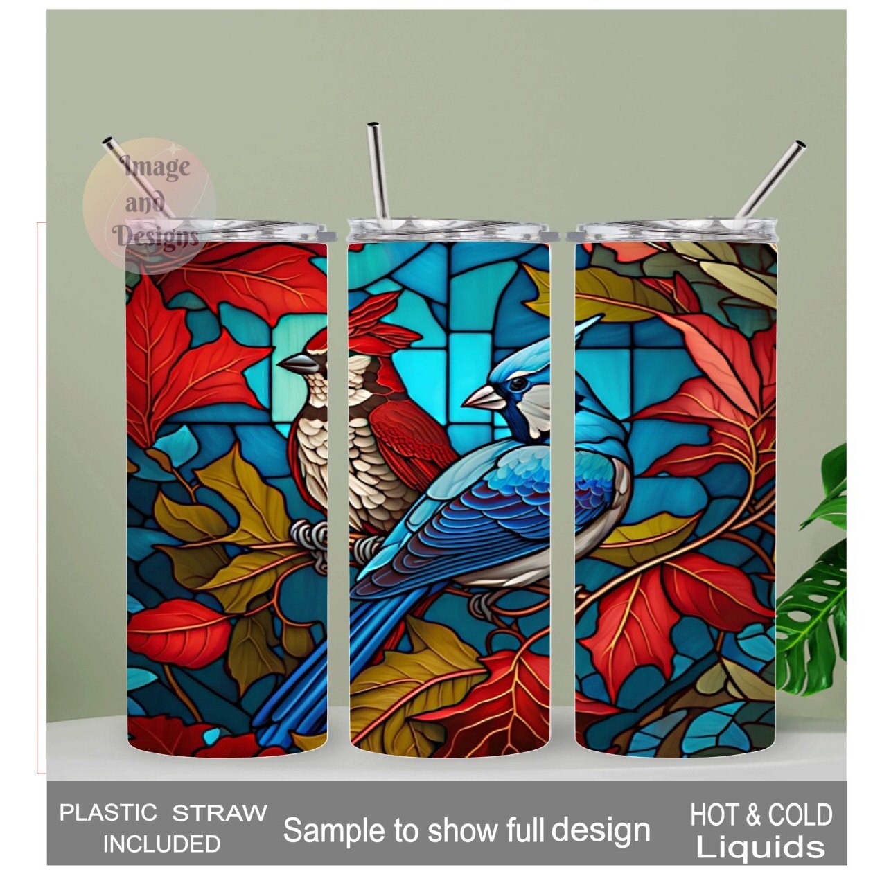 Blue Jay Tumbler 20oz With Reusable Straw, Can Be Personalized