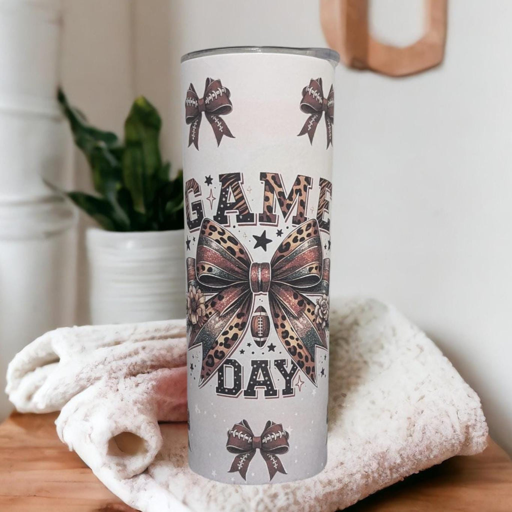 Football Game Day Tumbler 20oz With Reusable Straw