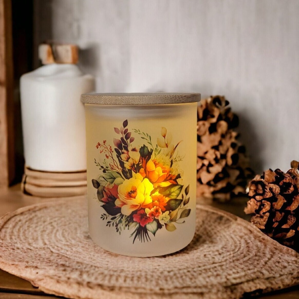 Flower Candle Holder With A Battery Operated Flickering Tea Light