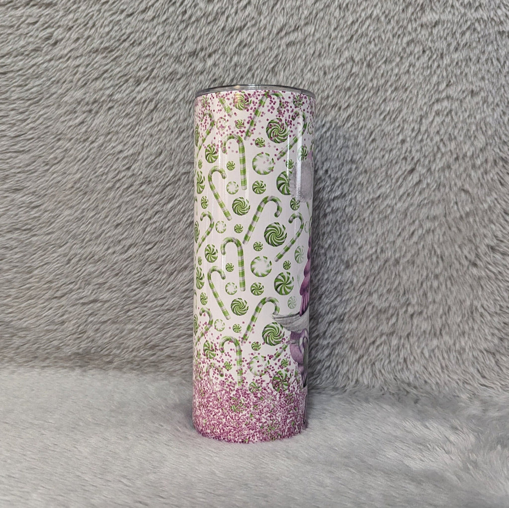 Candy Cane Gnome Tumbler  20oz With Reusable Straw