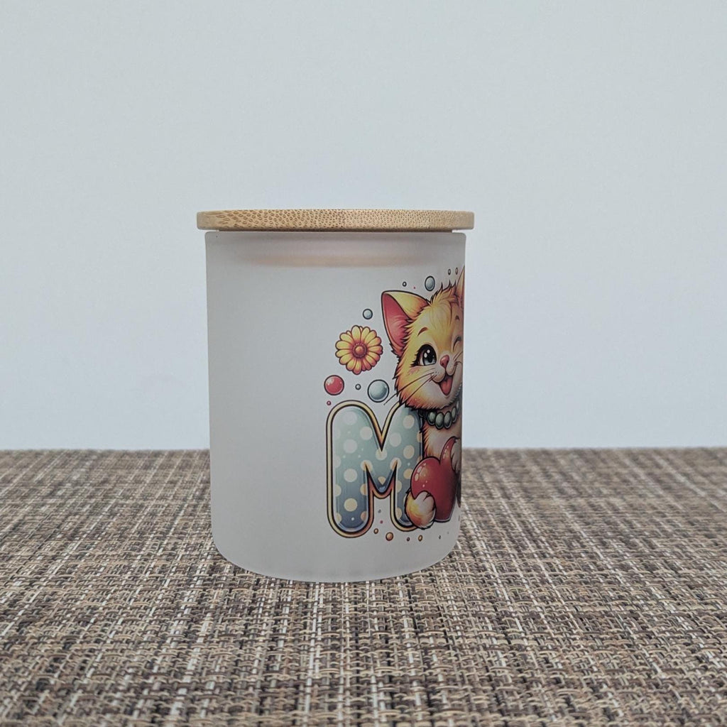 Cat Mom Candle Holder With A Battery Operated Flickering Tea Light