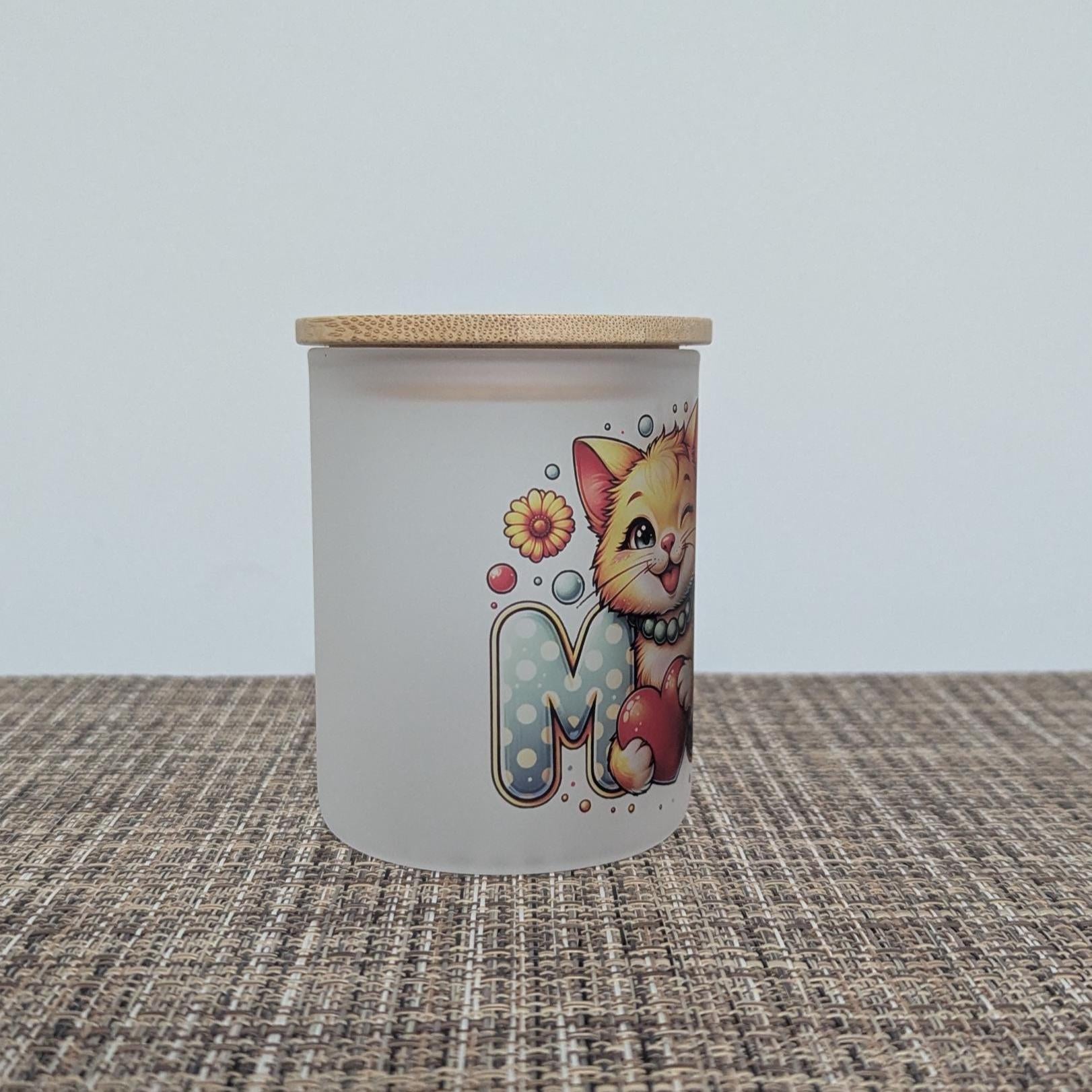 Cat Mom Candle Holder With A Battery Operated Flickering Tea Light