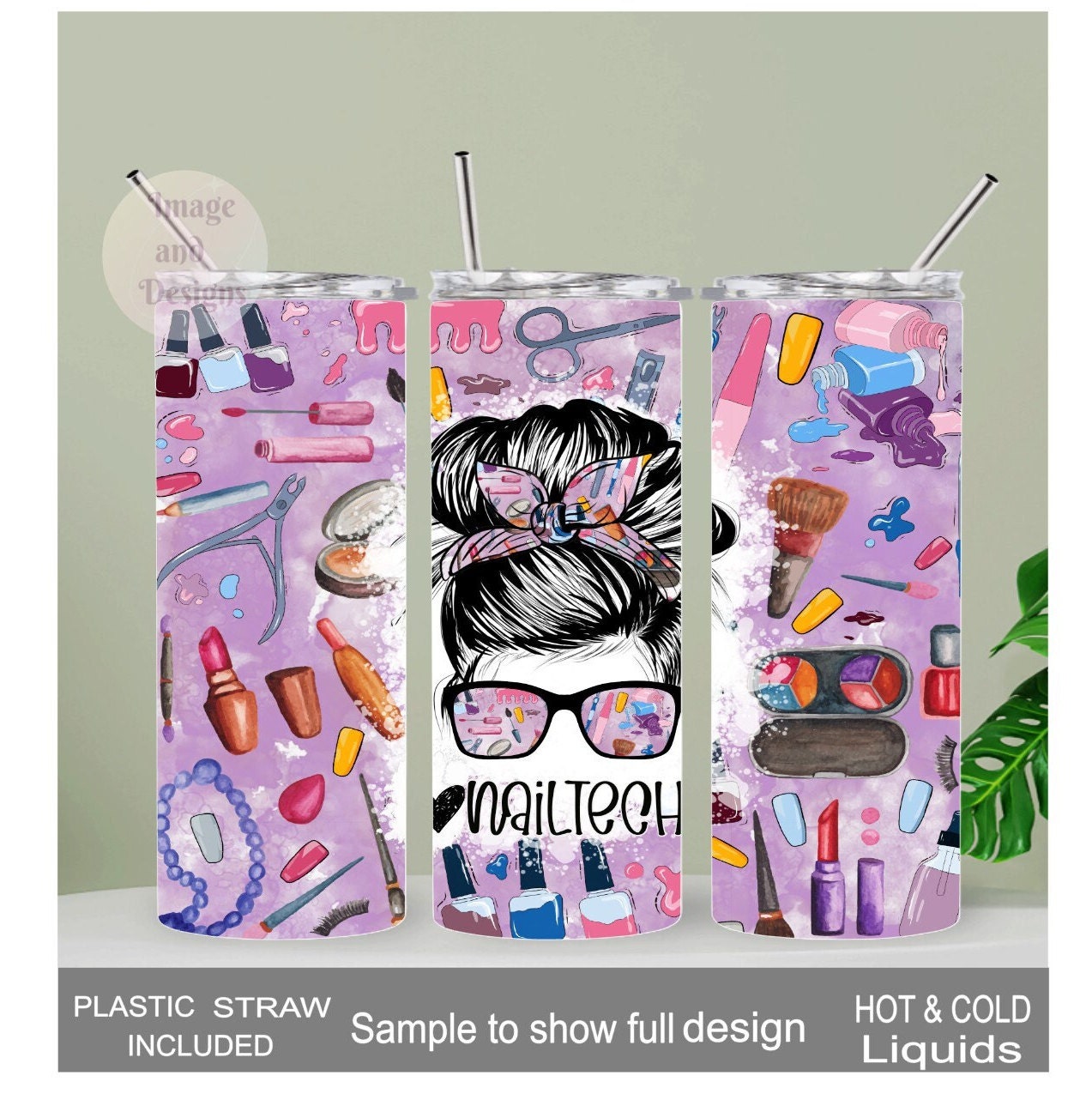 Nail Tech Tumbler 20oz With Reusable Straw, Can Be Personalized