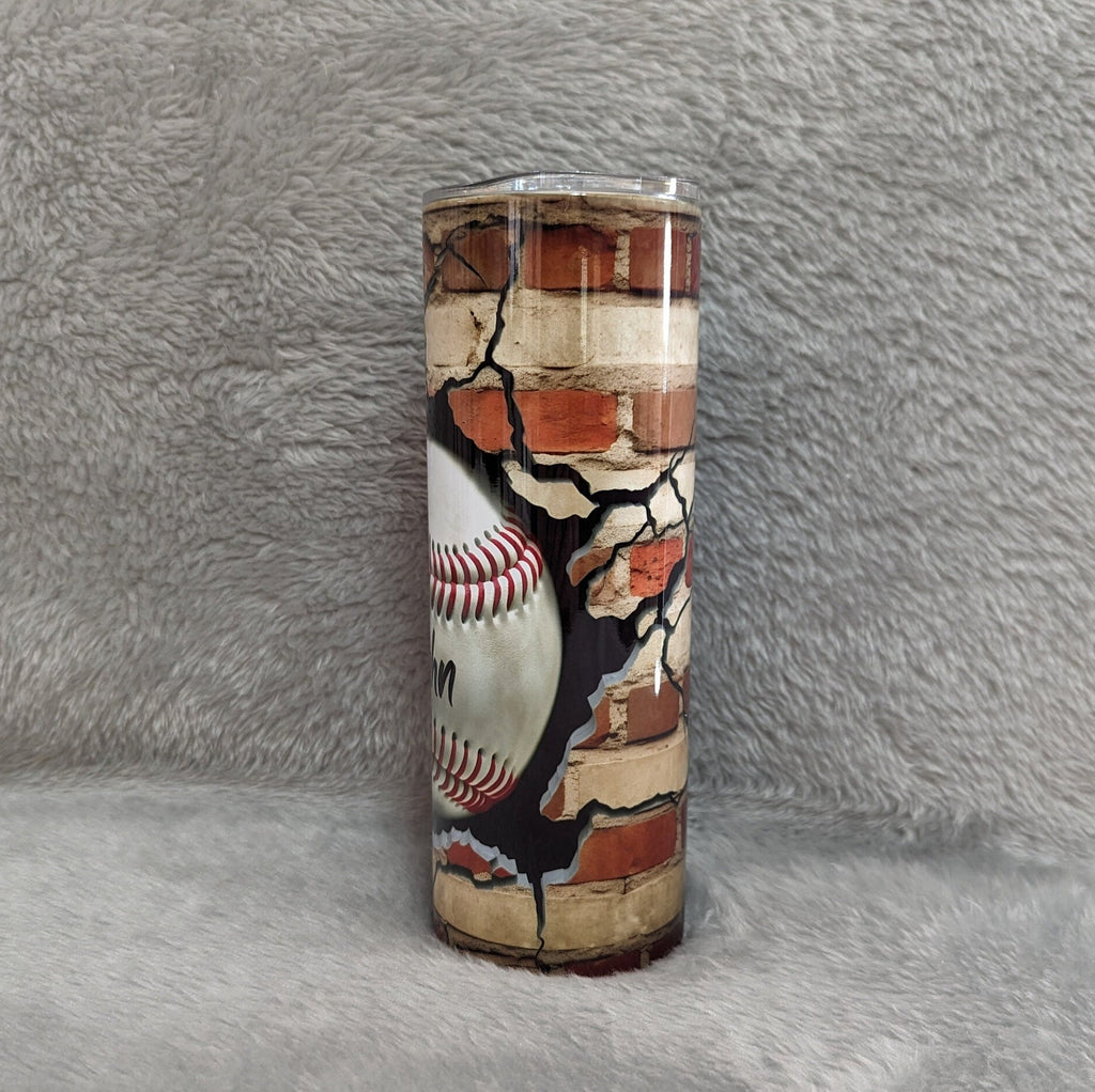 Baseball Tumbler 20oz With Reusable Straw, Can Be Personalized