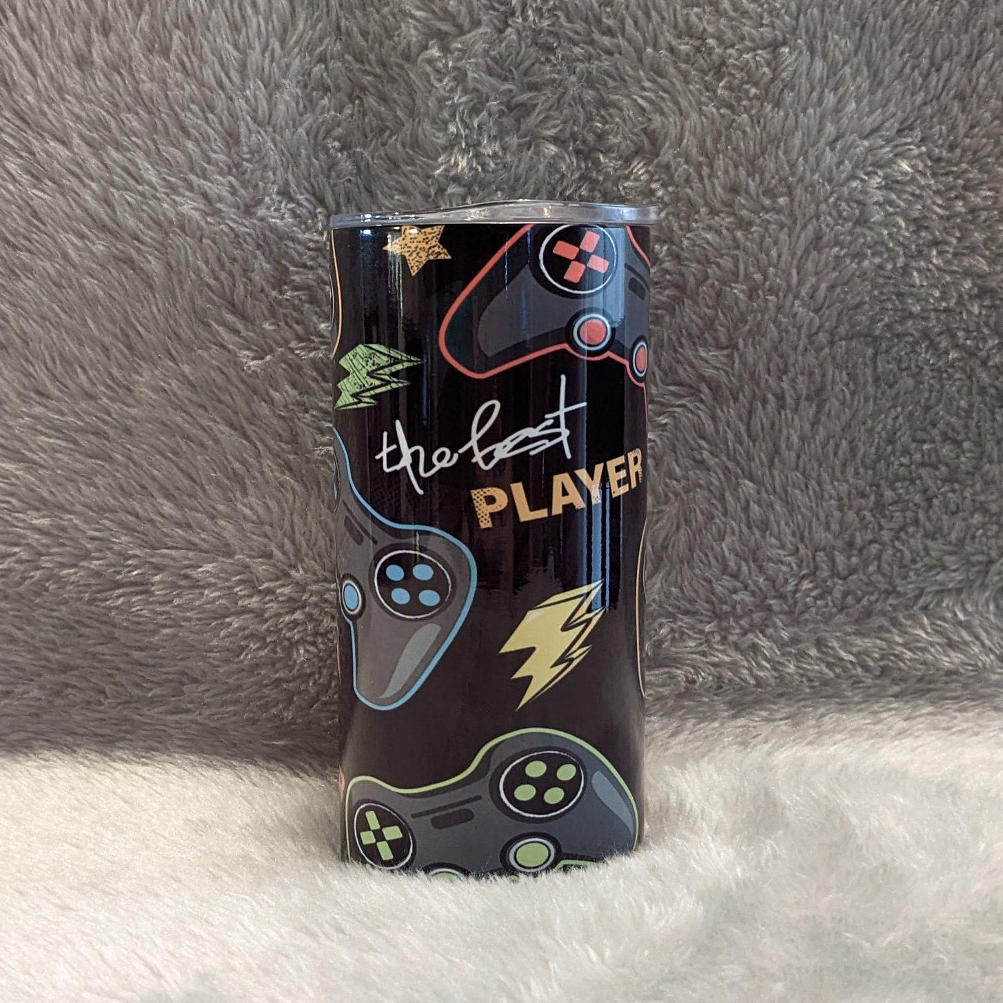 The Best Player Video Game Tumbler 15oz With Reusable Straw, Can Be Personalized