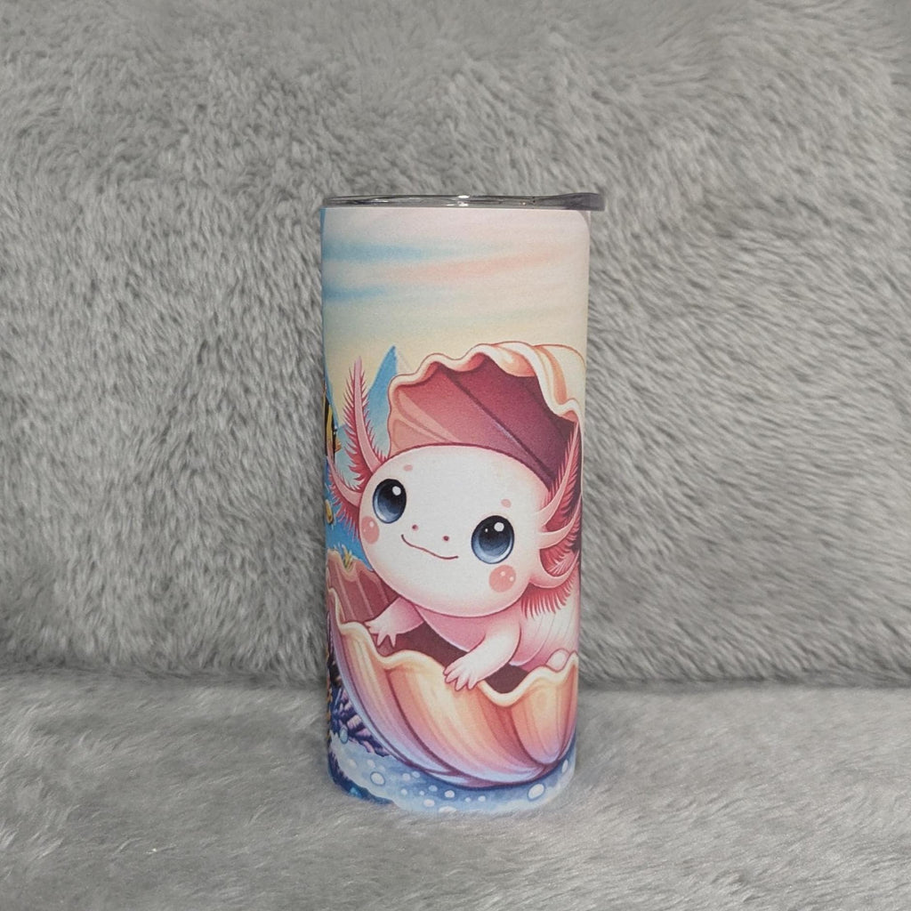 Kids Axolotl Tumbler 15oz With Reusable Straw, Can Be Personalized