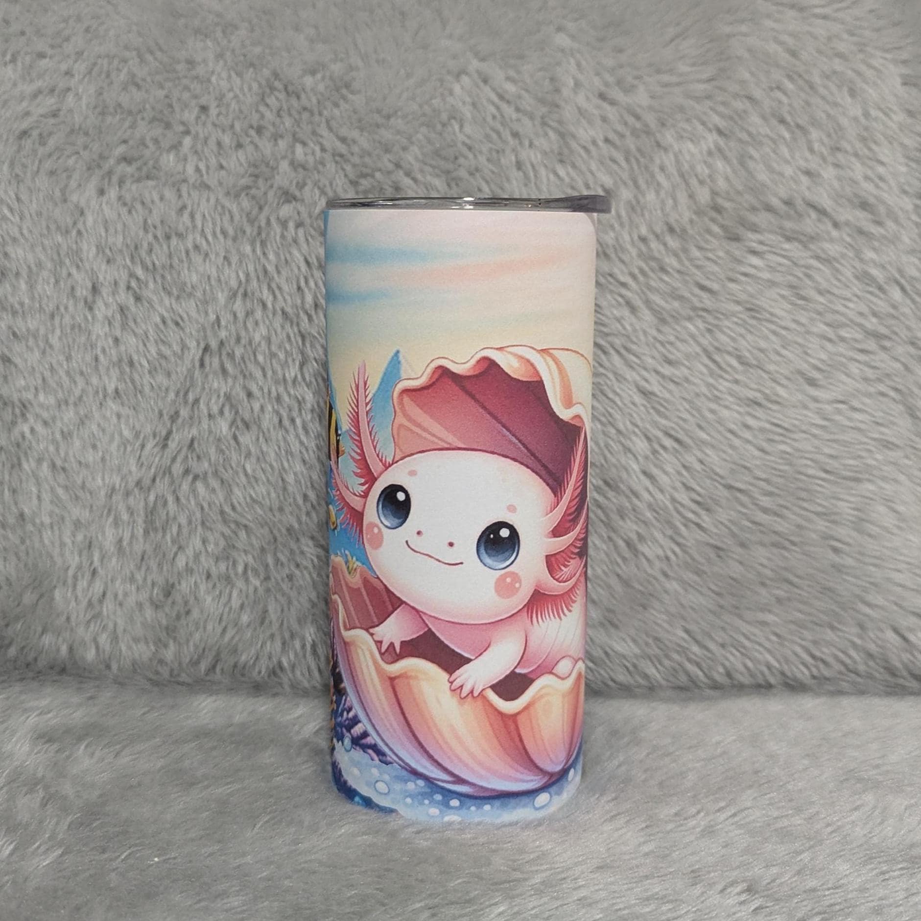 Kids Axolotl Tumbler 15oz With Reusable Straw, Can Be Personalized