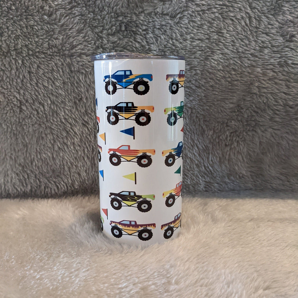 Kids Monster Truck Tumbler 15oz With Reusable Straw, Can Be Personalized
