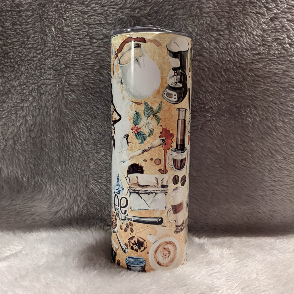 Coffee Life Mom Bun - Messy Bun Girl Tumbler 20oz With Reusable Straw, Can Be Personalized