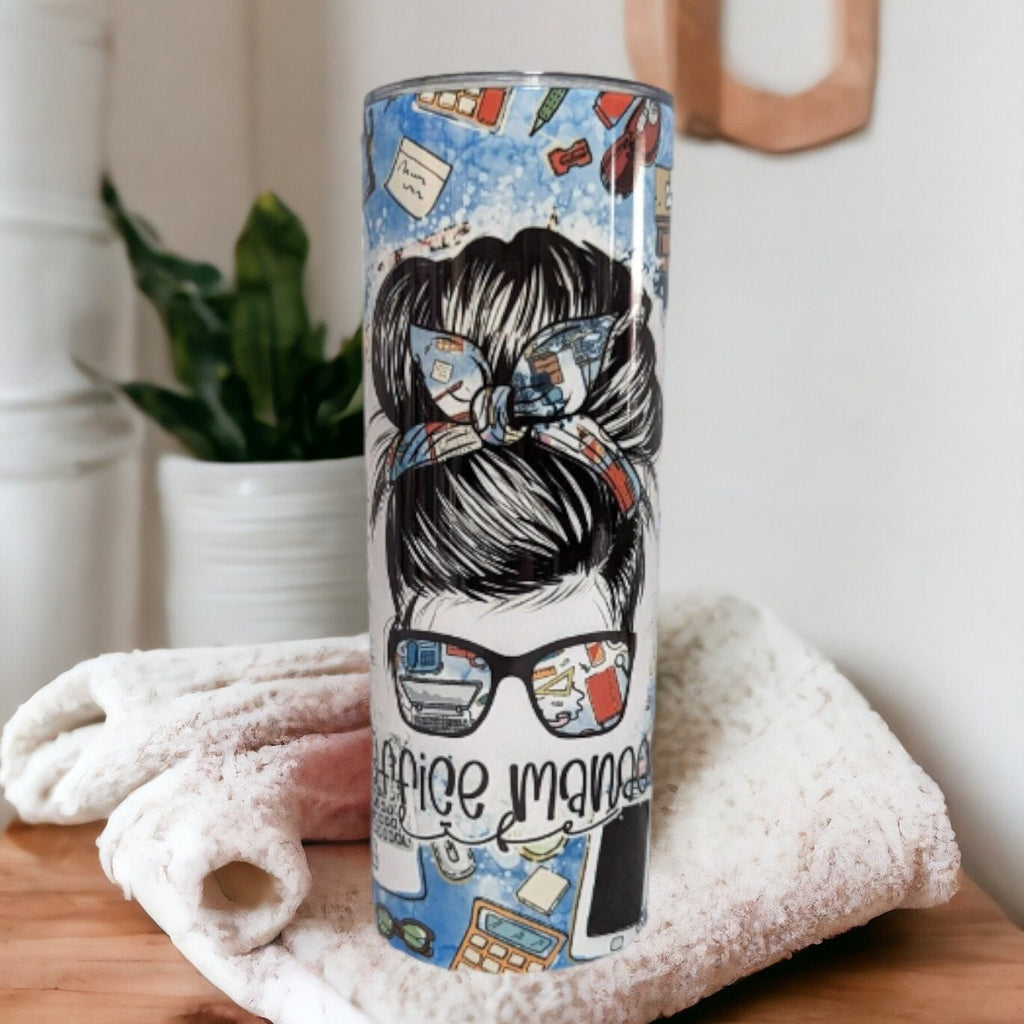 Office Manager Tumbler 20oz With Reusable Straw, Can Be Personalized