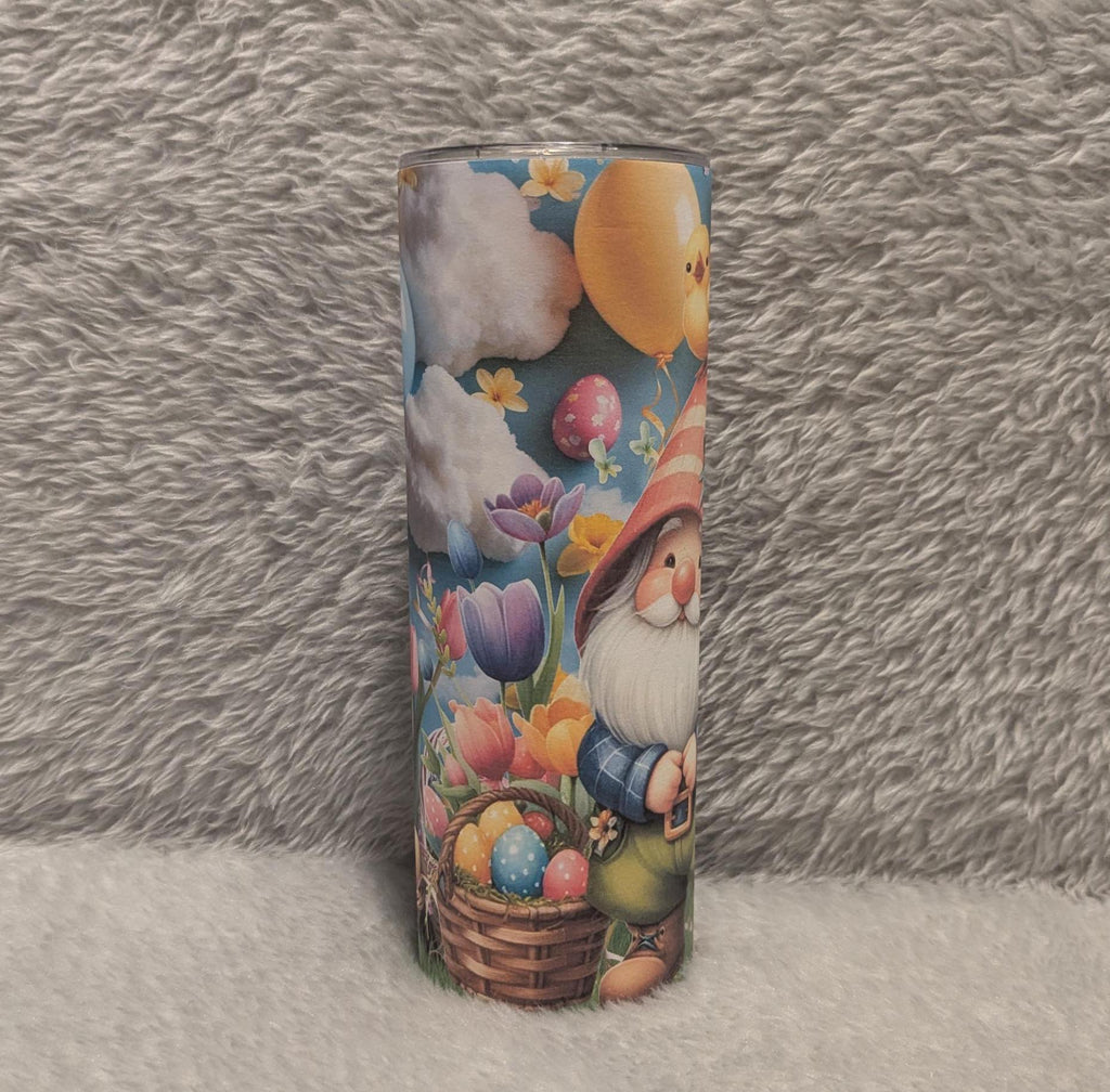 Cute Easter Gnome Tumbler 20oz With Reusable Straw, Can Be Personalized