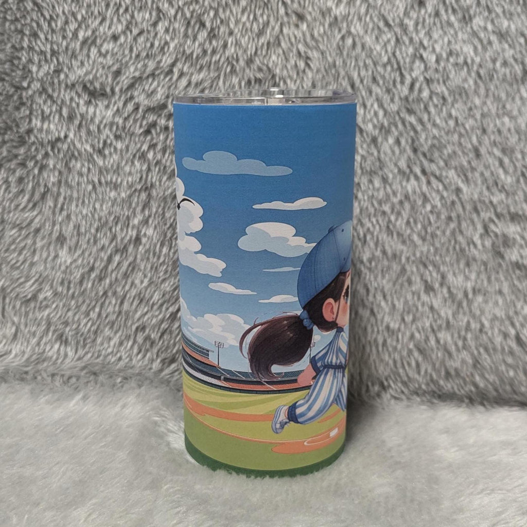 Kids Baseball Tumbler 15oz With Reusable Straw, Can Be Personalized
