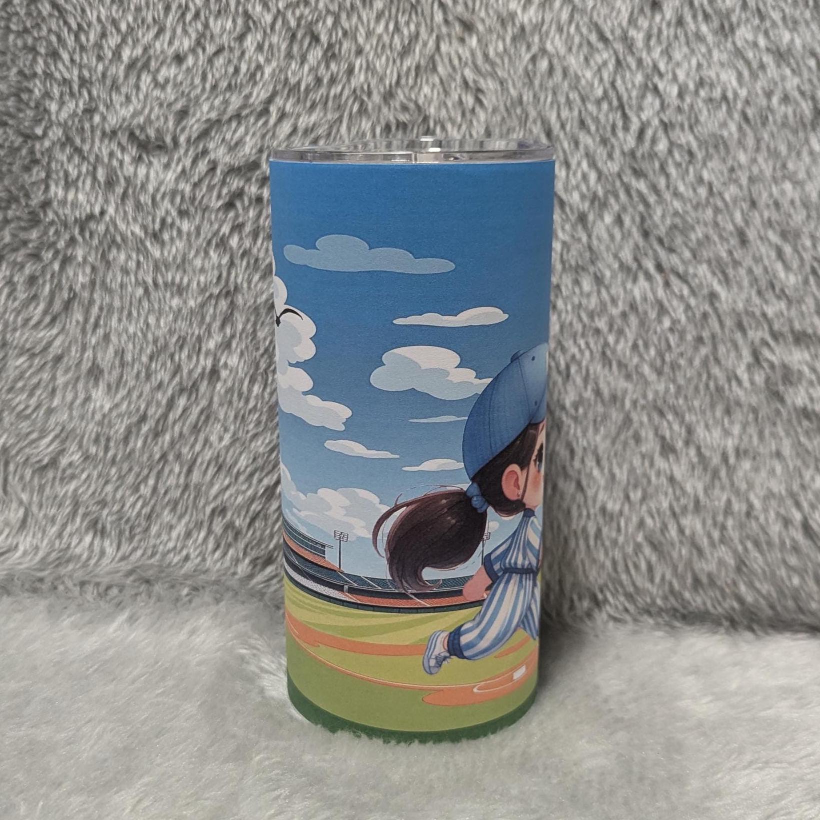 Kids Baseball Tumbler 15oz With Reusable Straw, Can Be Personalized