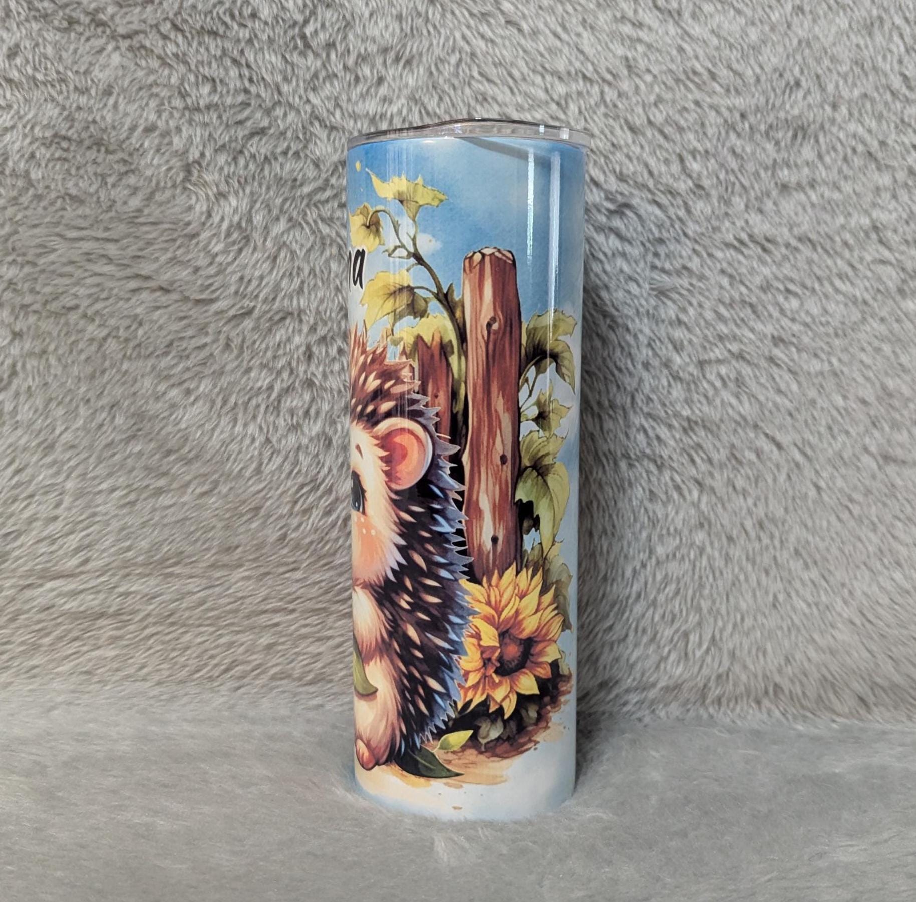 Sunflower Hedgehog Tumbler 20oz With Reusable Straw, Can Be Personalized