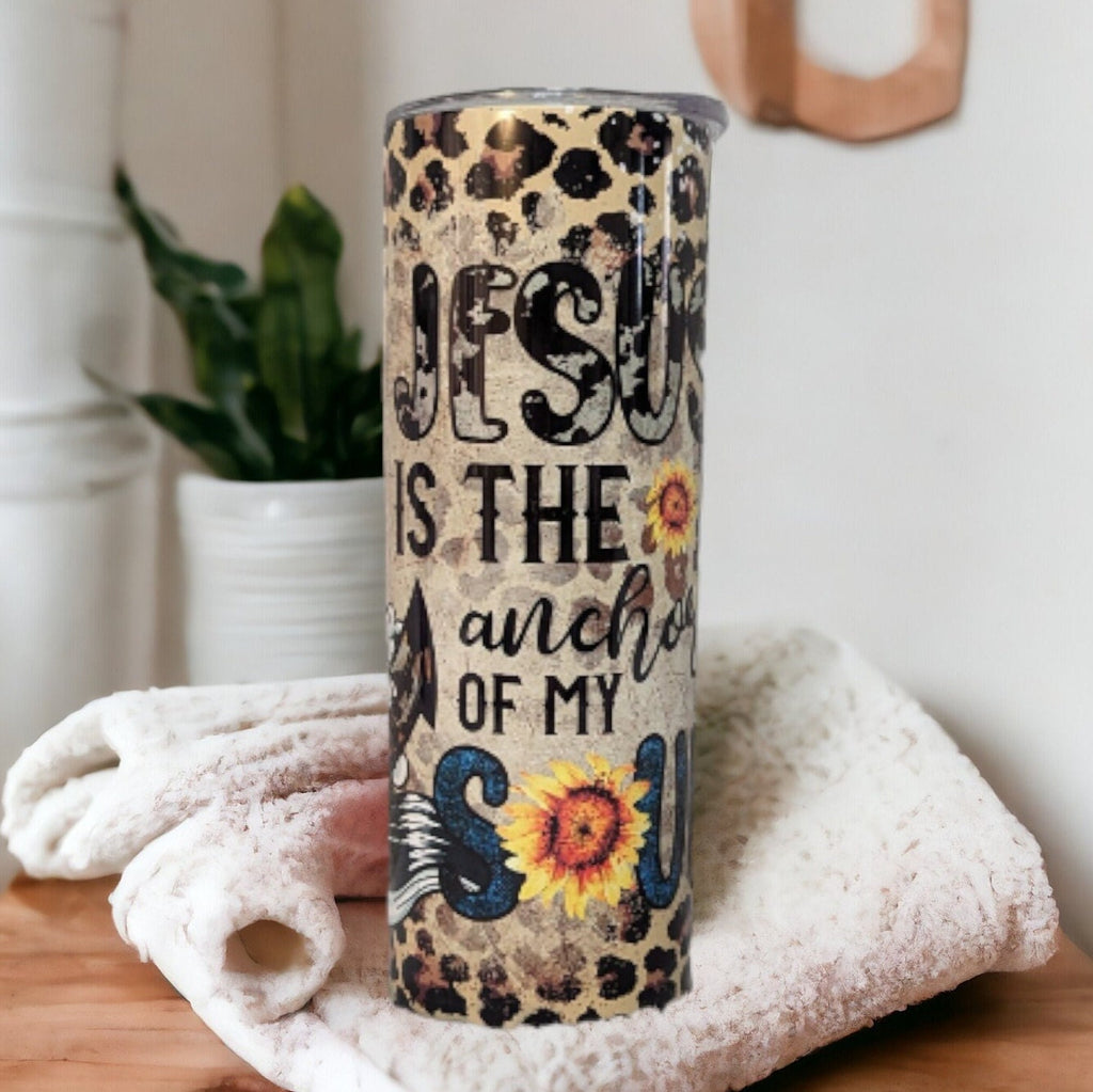 Jesus Is The Anchor Of My Soul Tumbler 20oz With Reusable Straw