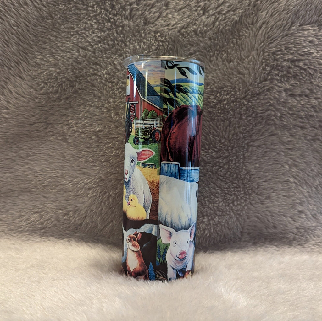 Farm Animals Tumbler 20oz With Reusable Straw, Can Be Personalized