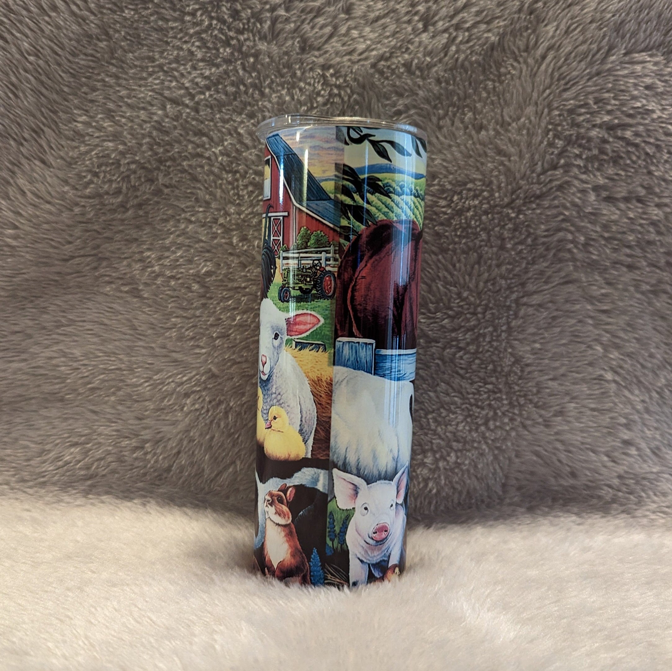 Farm Animals Tumbler 20oz With Reusable Straw, Can Be Personalized