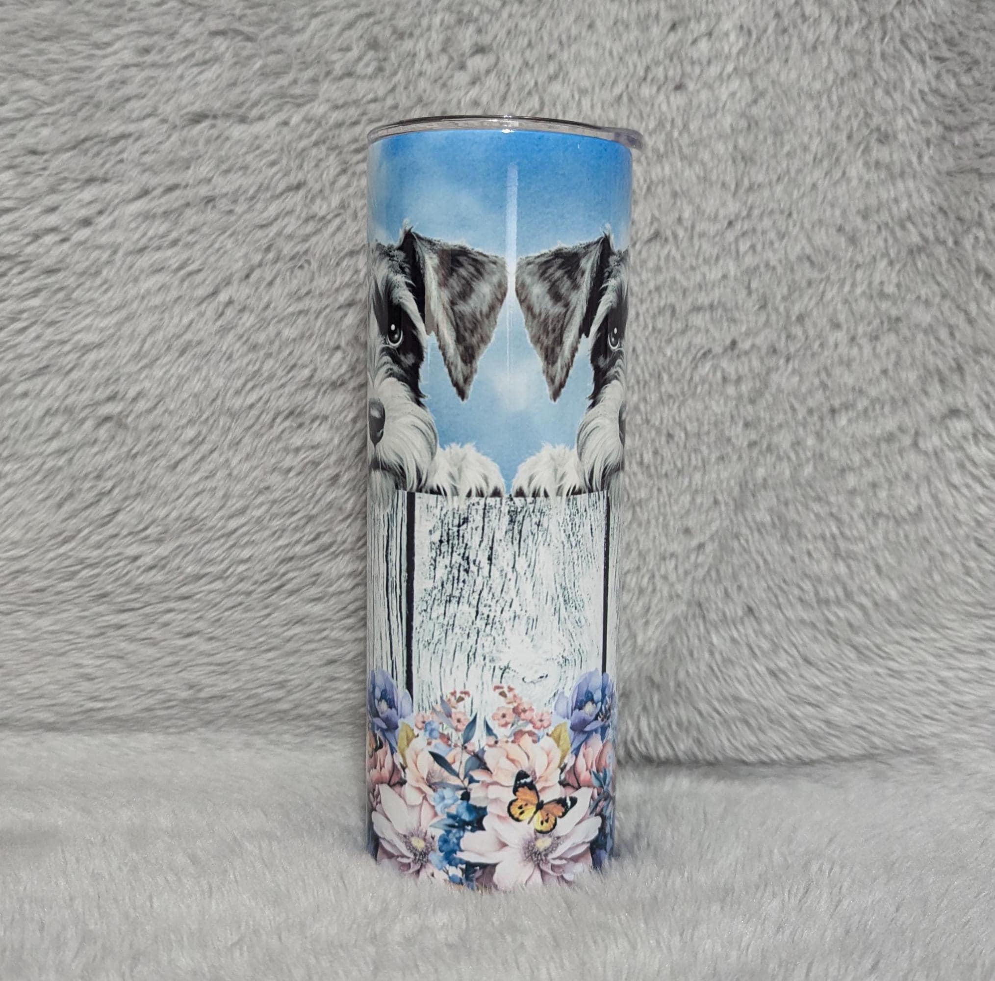 Adorable Schnauzer Tumbler 20oz With Reusable Straw, Can Be Personalized