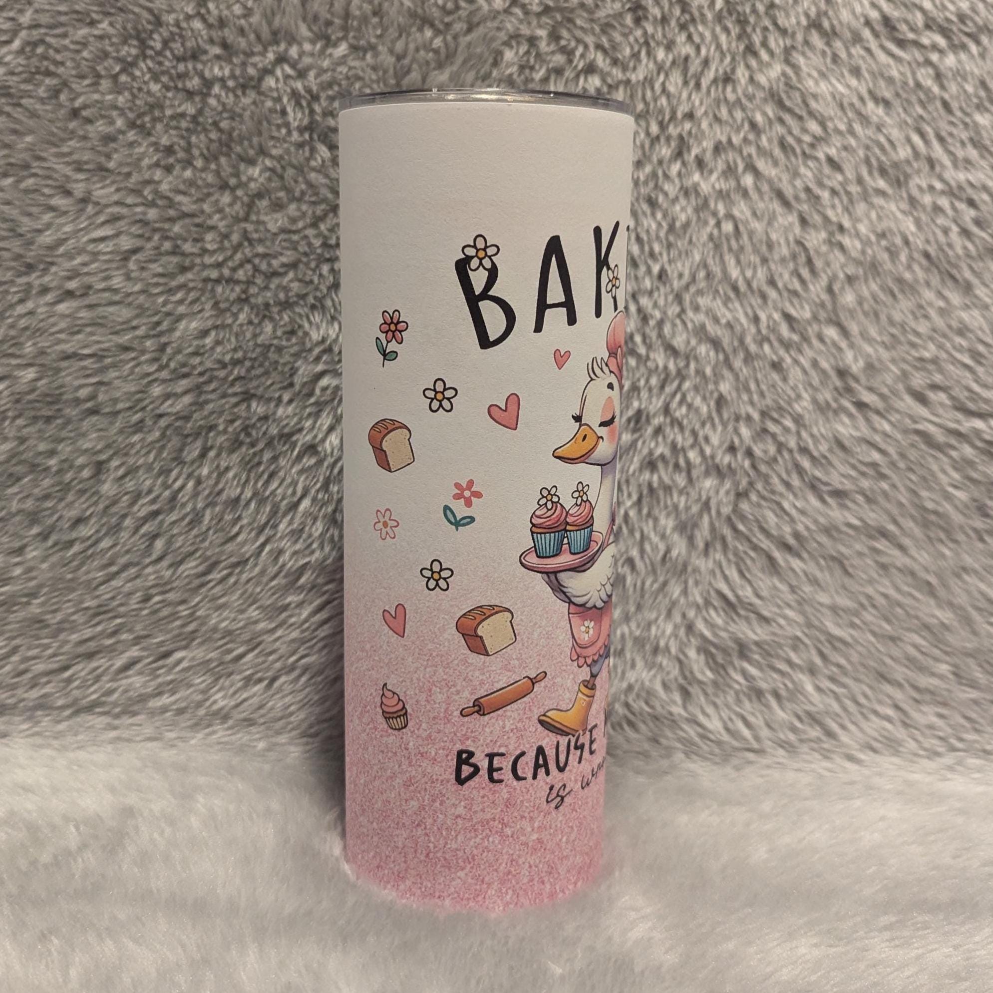 Cute Baking Goose Tumbler 20oz With Reusable Straw, Can Be Personalized