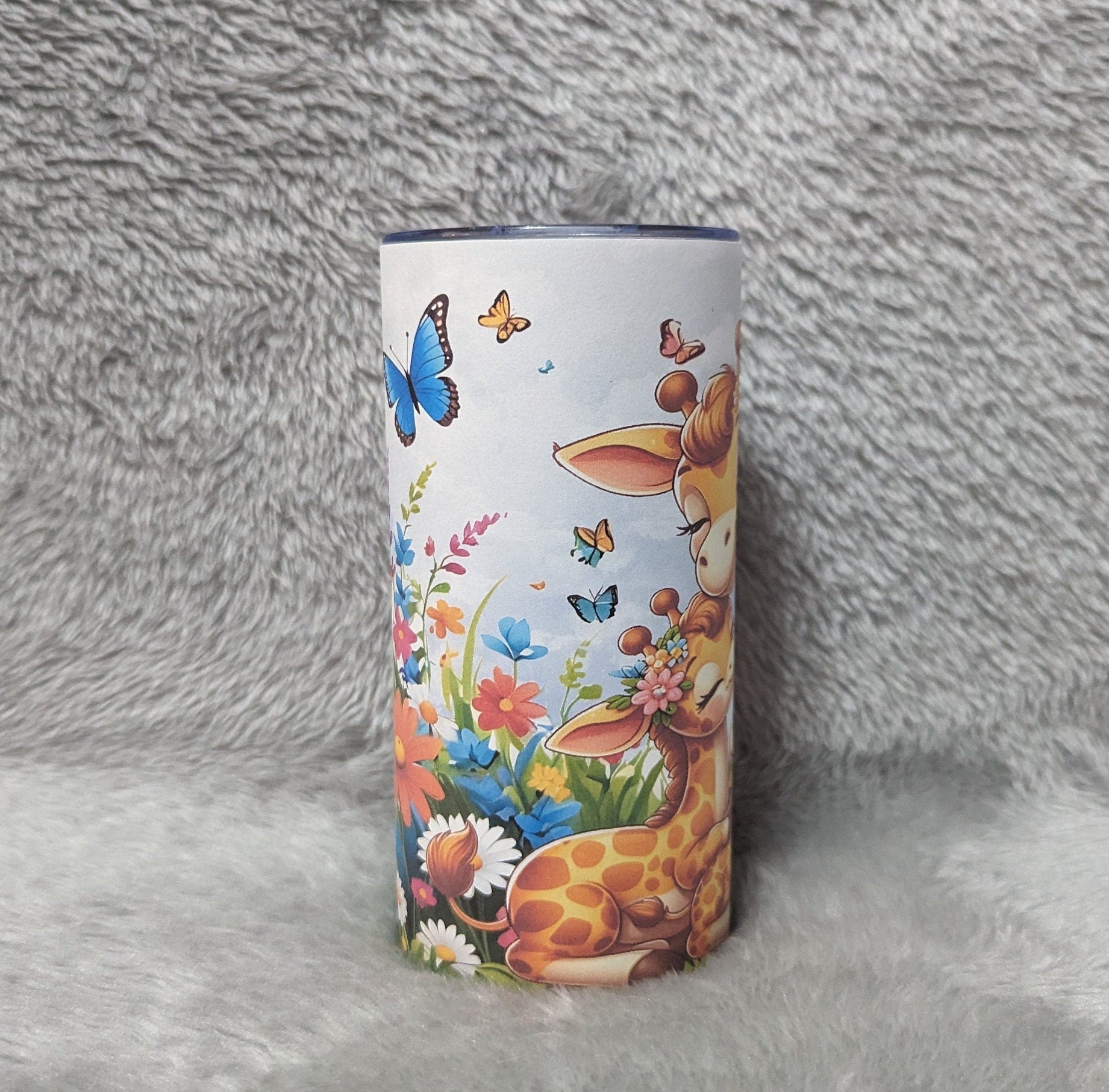 Kids Giraffe Tumbler 15oz With Reusable Straw, Can Be Personalized