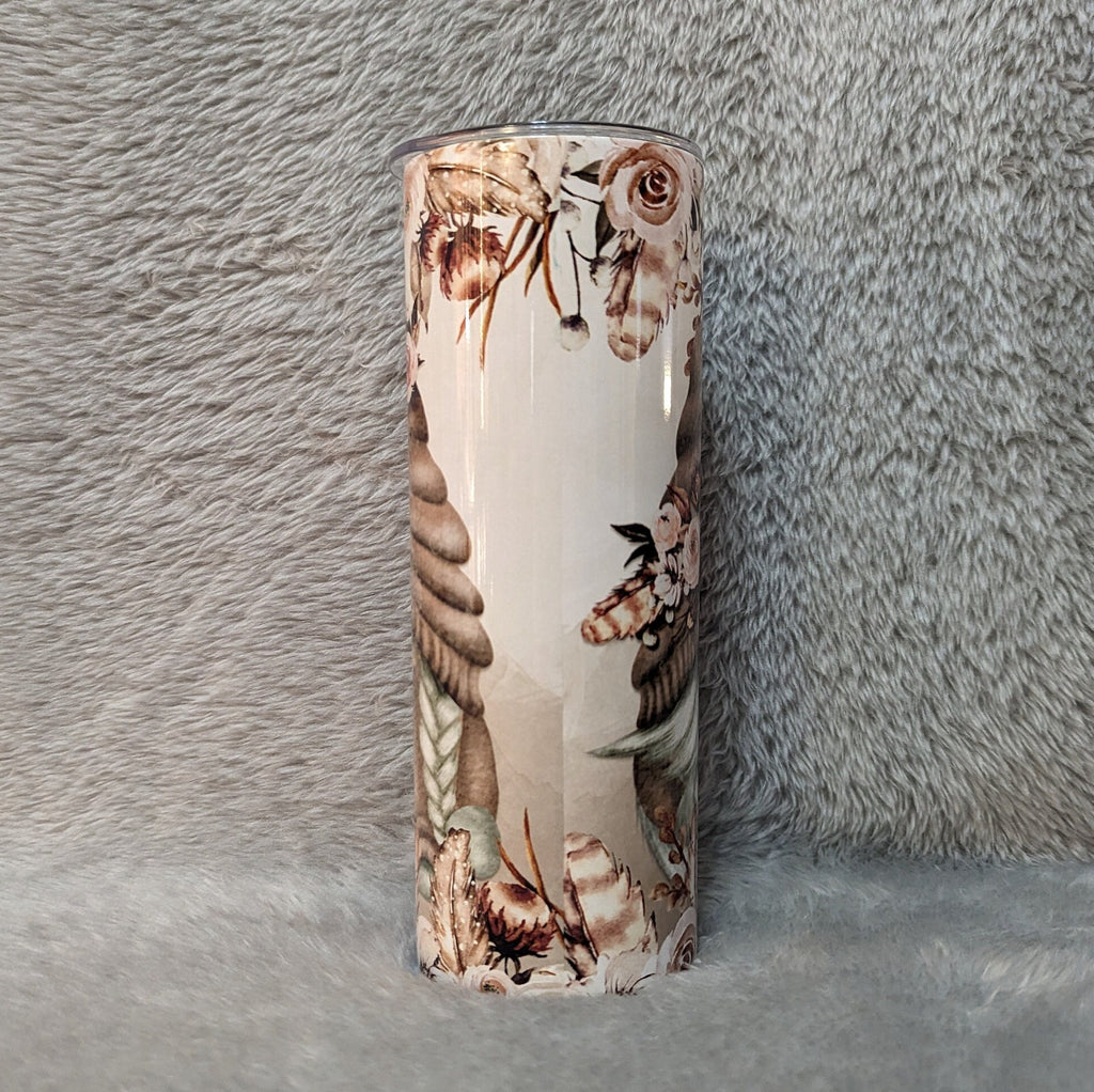 Gnome Tumbler With A Gnome Couple and Flowers 20oz With Reusable Straw, Can Be Personalized