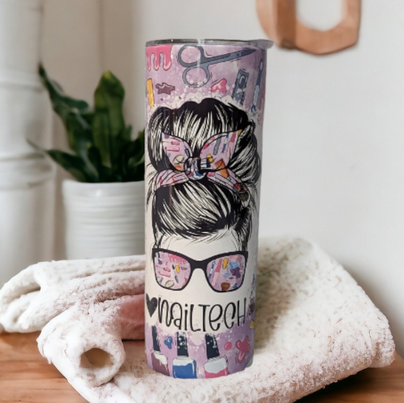 Nail Tech Tumbler 20oz With Reusable Straw, Can Be Personalized