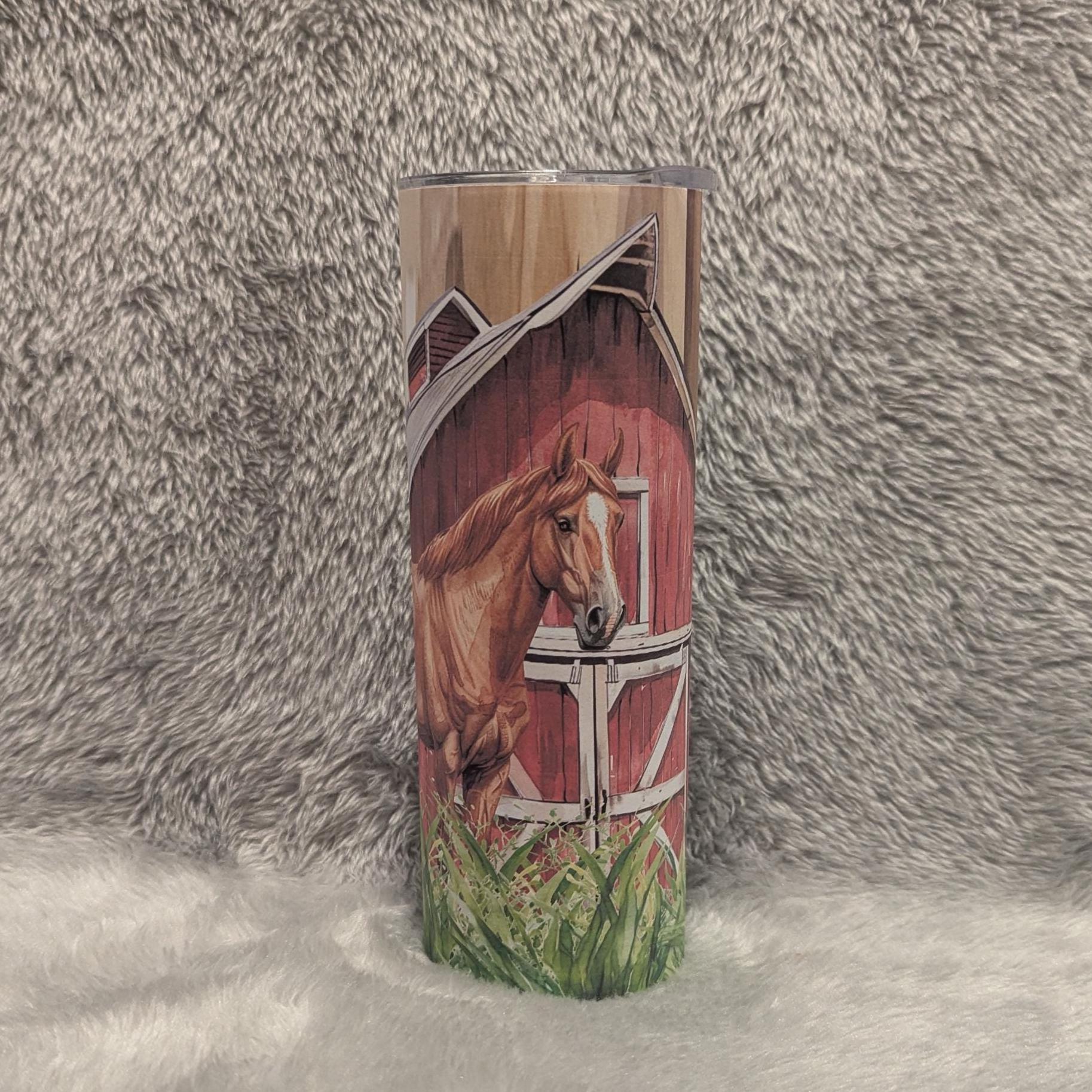 Horse Tumbler 20oz With Reusable Straw, Can Be Personalized