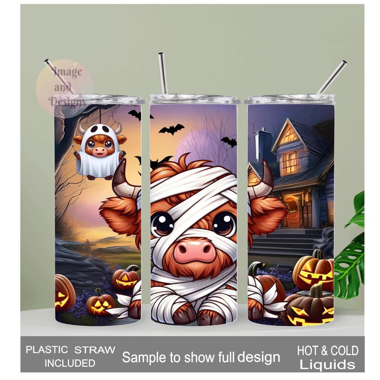 Halloween Highland Cow 20oz Tumbler Can be Personalized