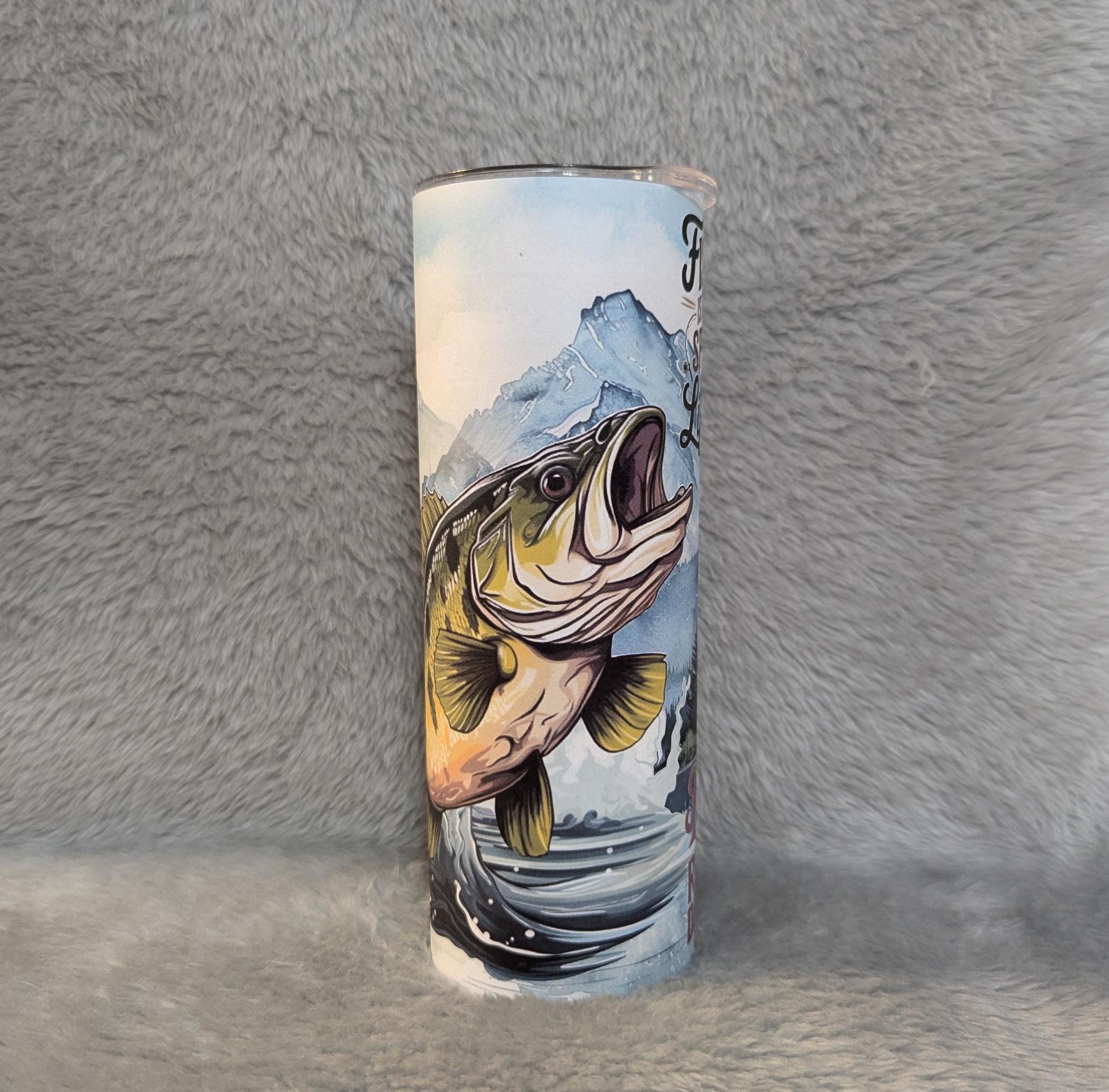 Fishing Tumbler 20oz With Reusable Straw, Can Be Personalized