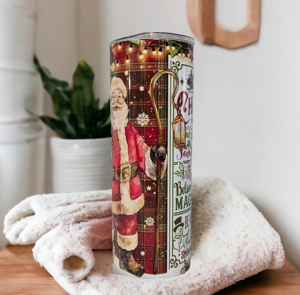 Santa Christmas Rules Tumbler 20oz With Reusable Straw