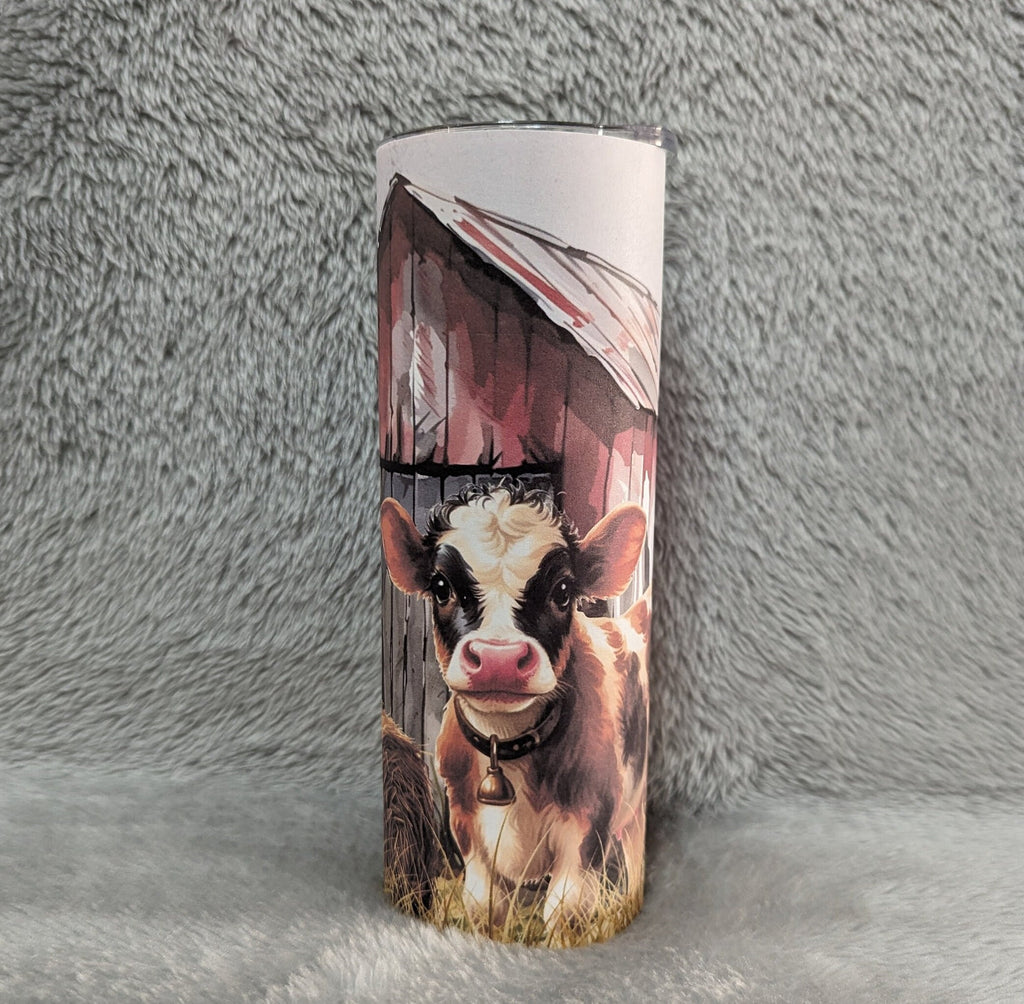 Cute Calf Tumbler 20oz With Reusable Straw, Can Be Personalized