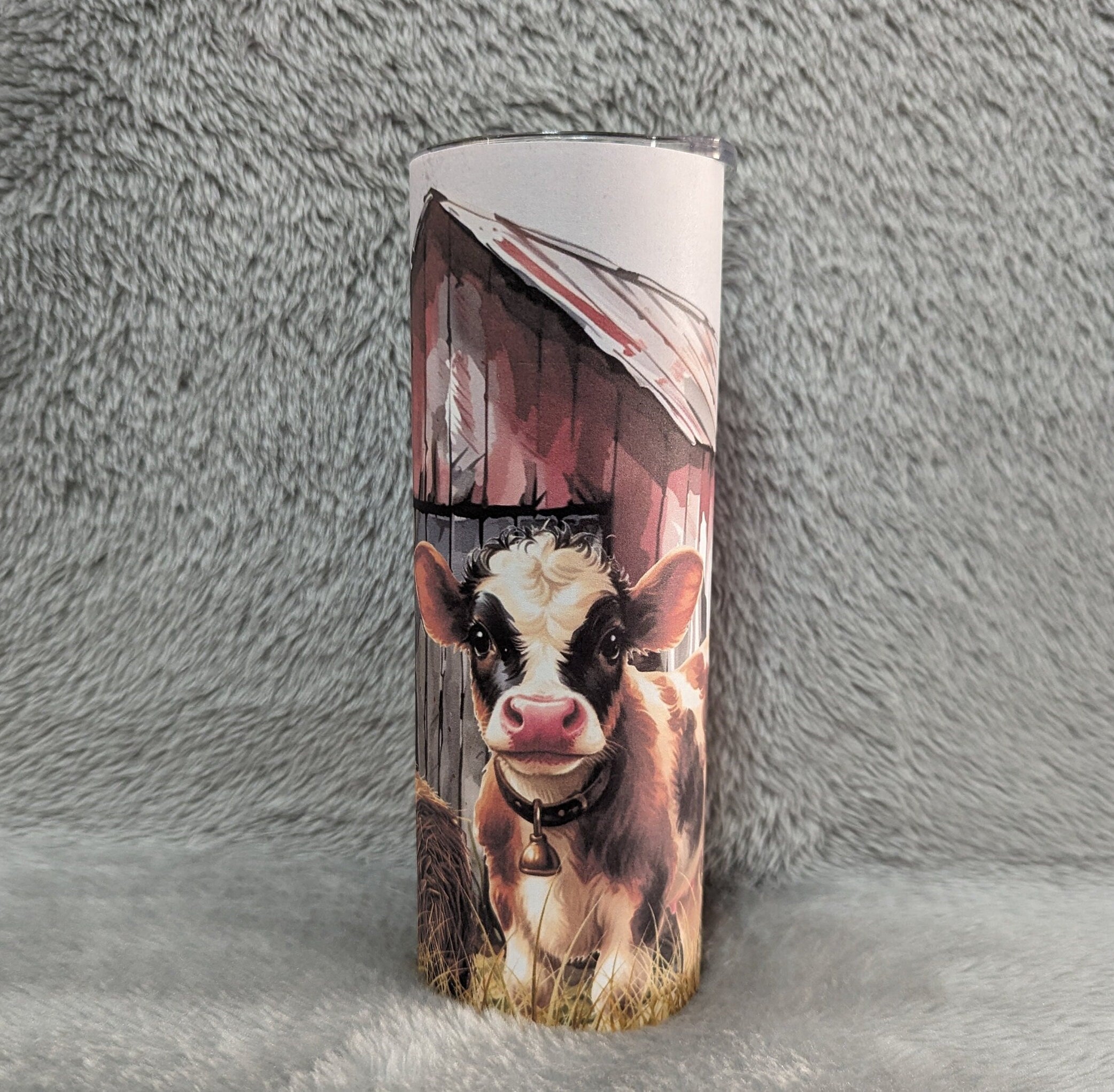 Cute Calf Tumbler 20oz With Reusable Straw, Can Be Personalized