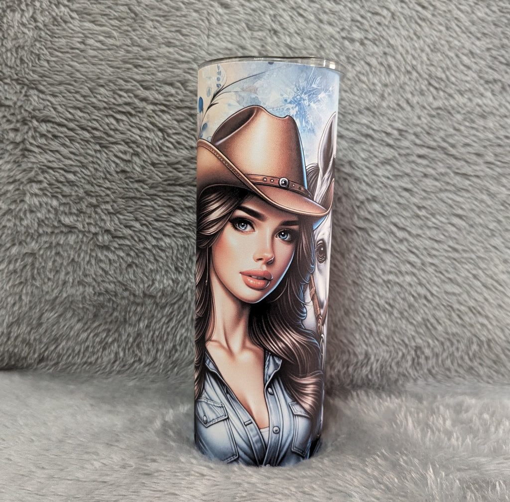 Cowgirl Tumbler 20oz With Reusable Straw, Can Be Personalized