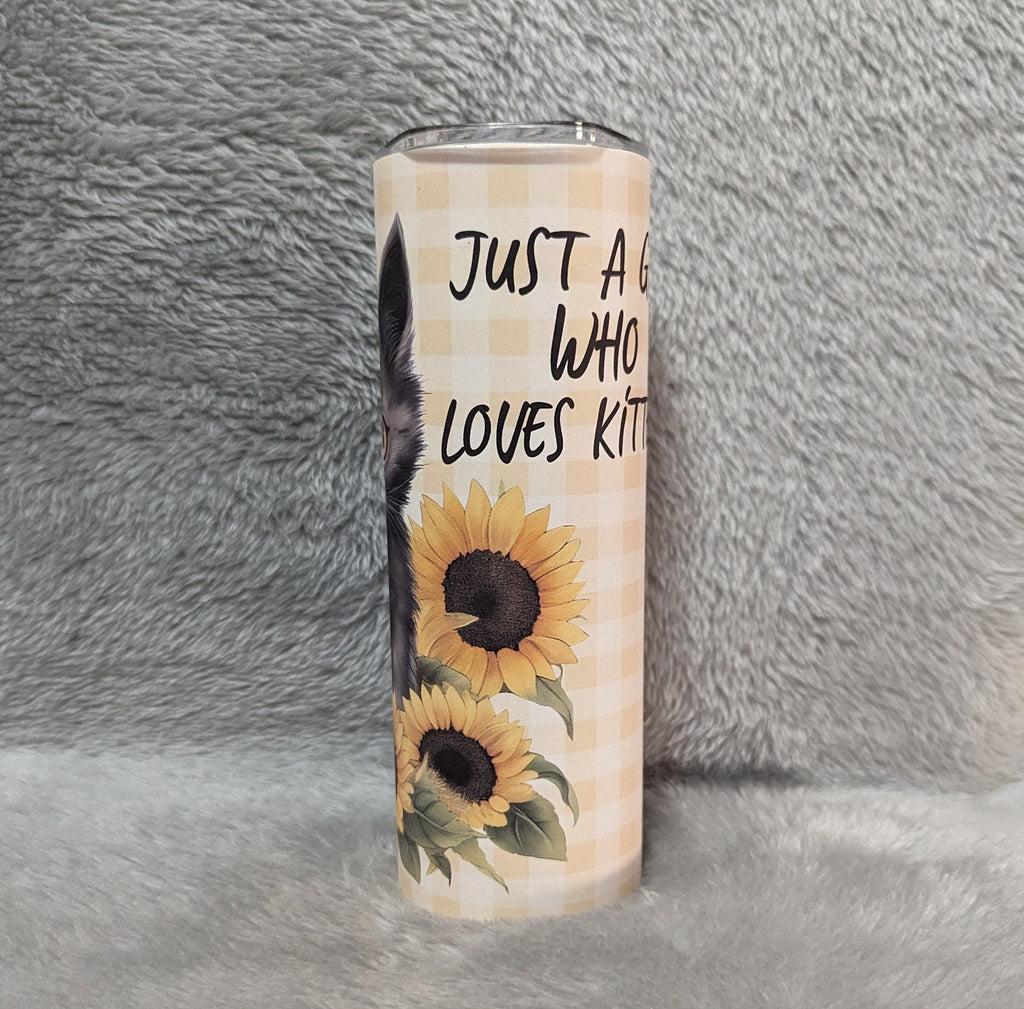 Just A Girl Who Loves Kittens Tumbler 20oz With Reusable Straw, Can Be Personalized