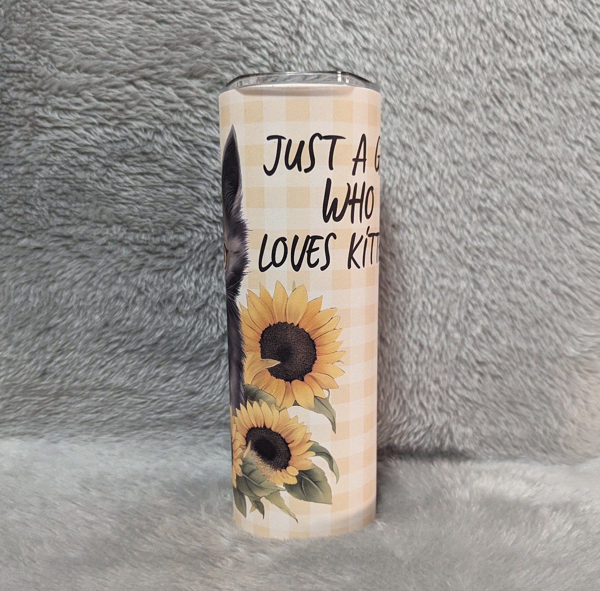 Just A Girl Who Loves Kittens Tumbler 20oz With Reusable Straw, Can Be Personalized