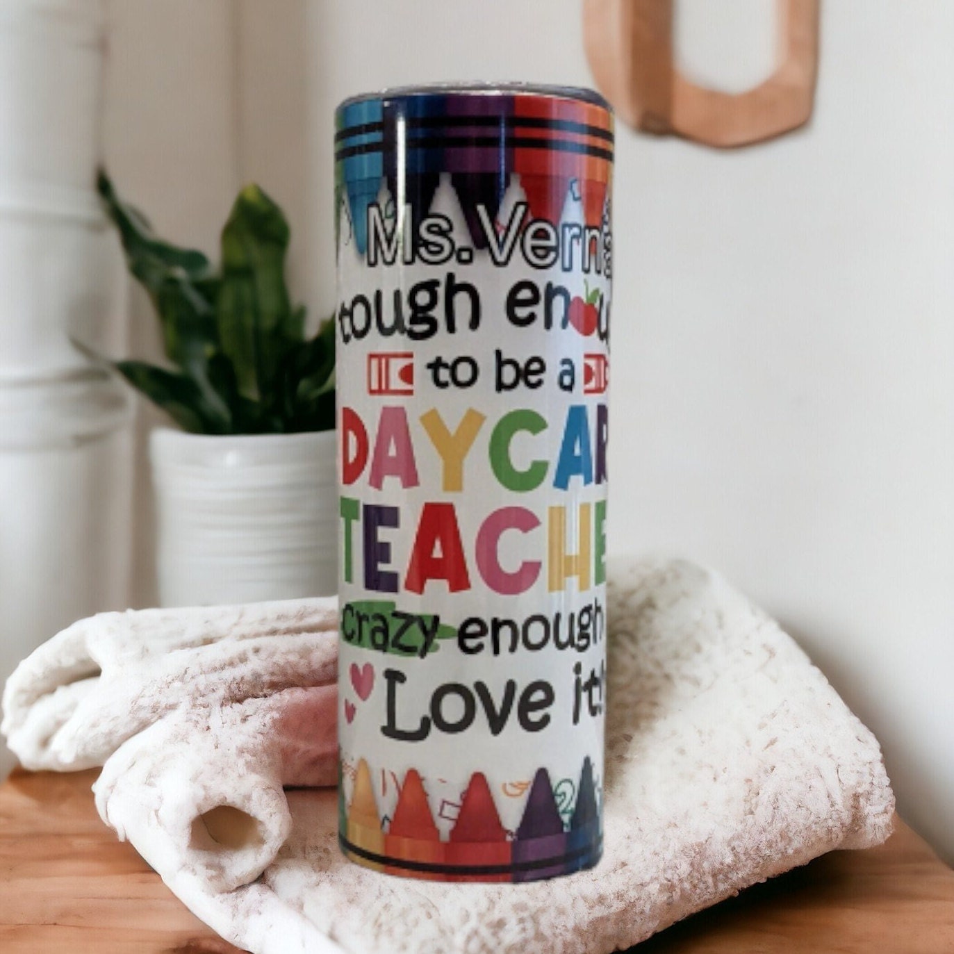 Daycare Teacher Tumbler 20oz With Reusable Straw, Can Be Personalized