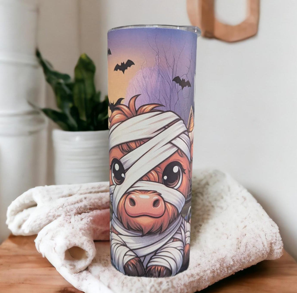 Halloween Highland Cow 20oz Tumbler Can be Personalized
