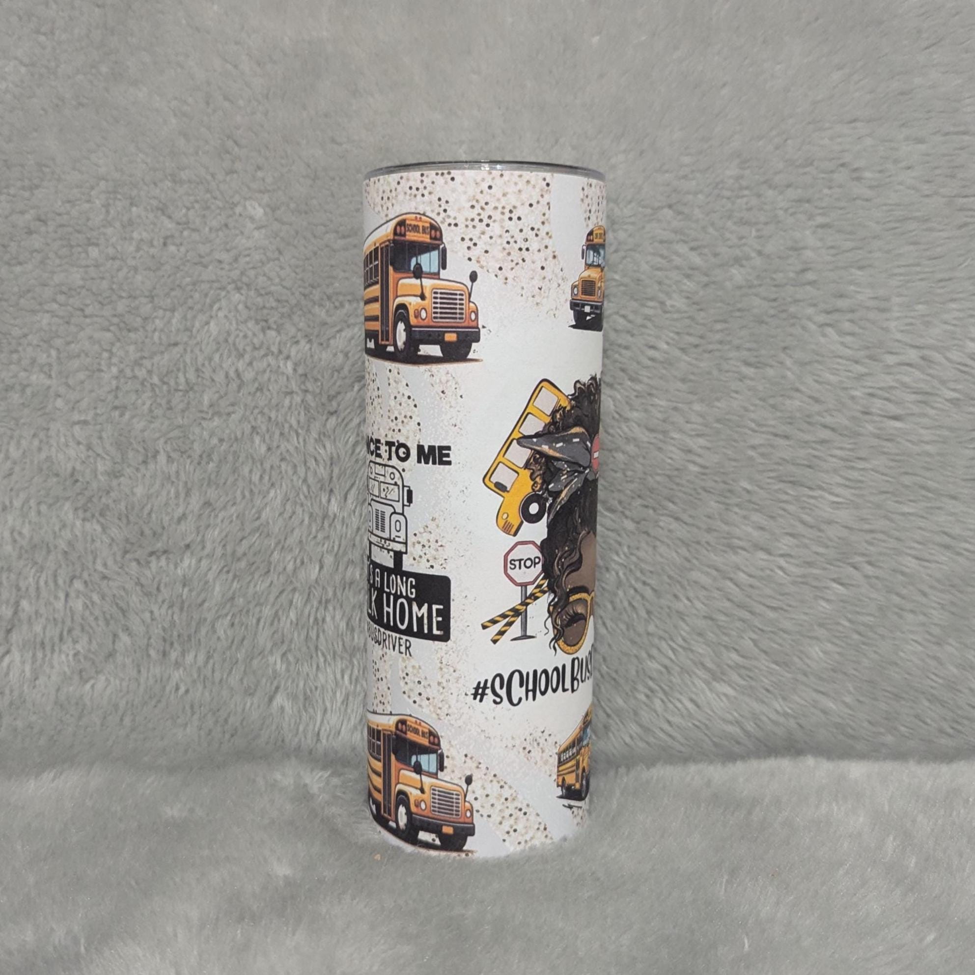 School Bus Driver Tumbler 20oz With Reusable Straw, Can Be Personalized