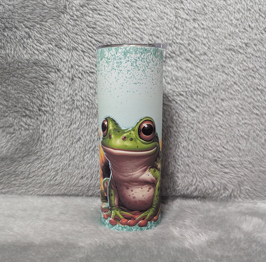 Frog Tumbler With A Glitter Design 20oz With Reusable Straw, Can Be Personalized