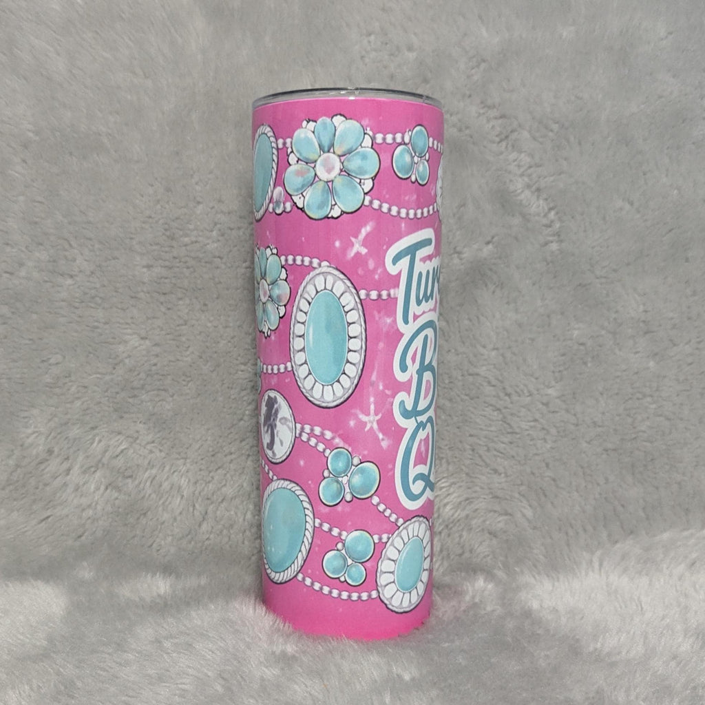 Turquoise and Bling Queen Tumbler 20oz With Reusable Straw