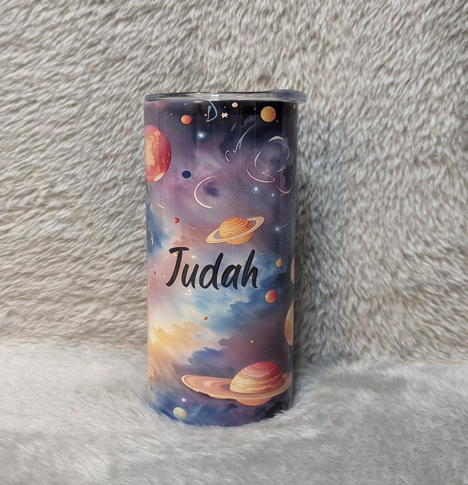 Kids Space Galaxy Tumbler 15oz With Reusable Straw, Can Be Personalized