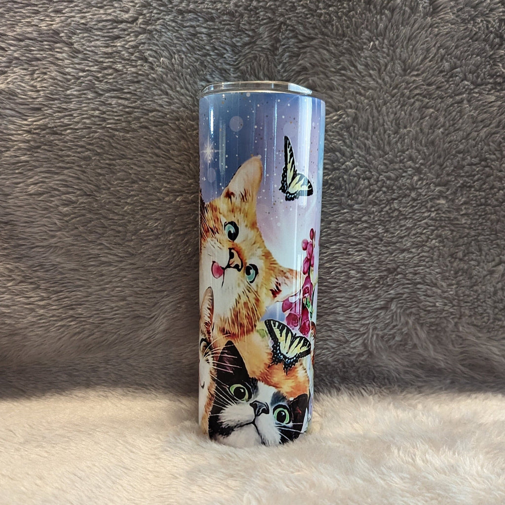 Crazy Cat Tumbler 20oz With Reusable Straw, Can Be Personalized