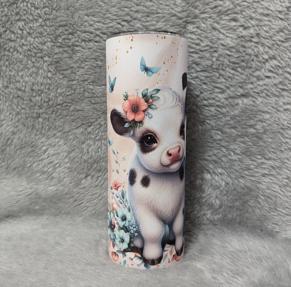 Cow Tumbler With Calf's 20oz With Reusable Straw, Can Be Personalized
