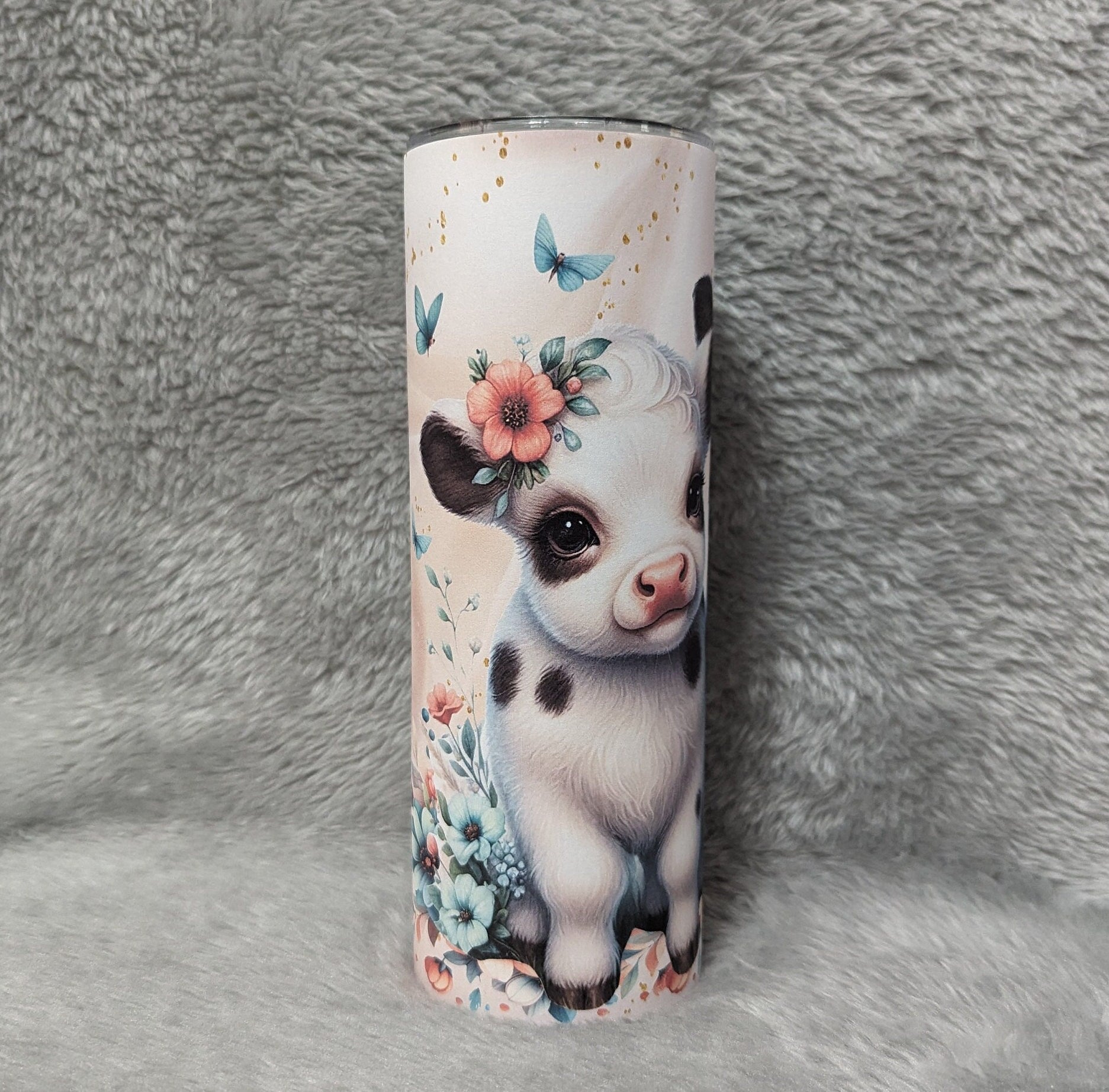 Cow Tumbler With Calf's 20oz With Reusable Straw, Can Be Personalized
