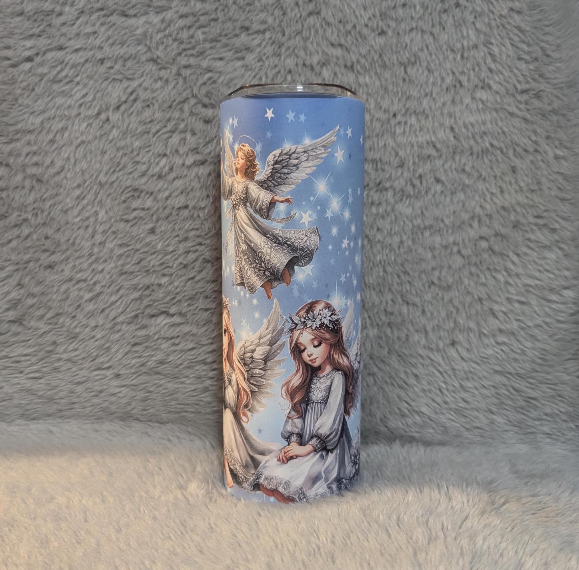 Christmas Angel Tumbler 20oz With Reusable Straw, Can Be Personalized