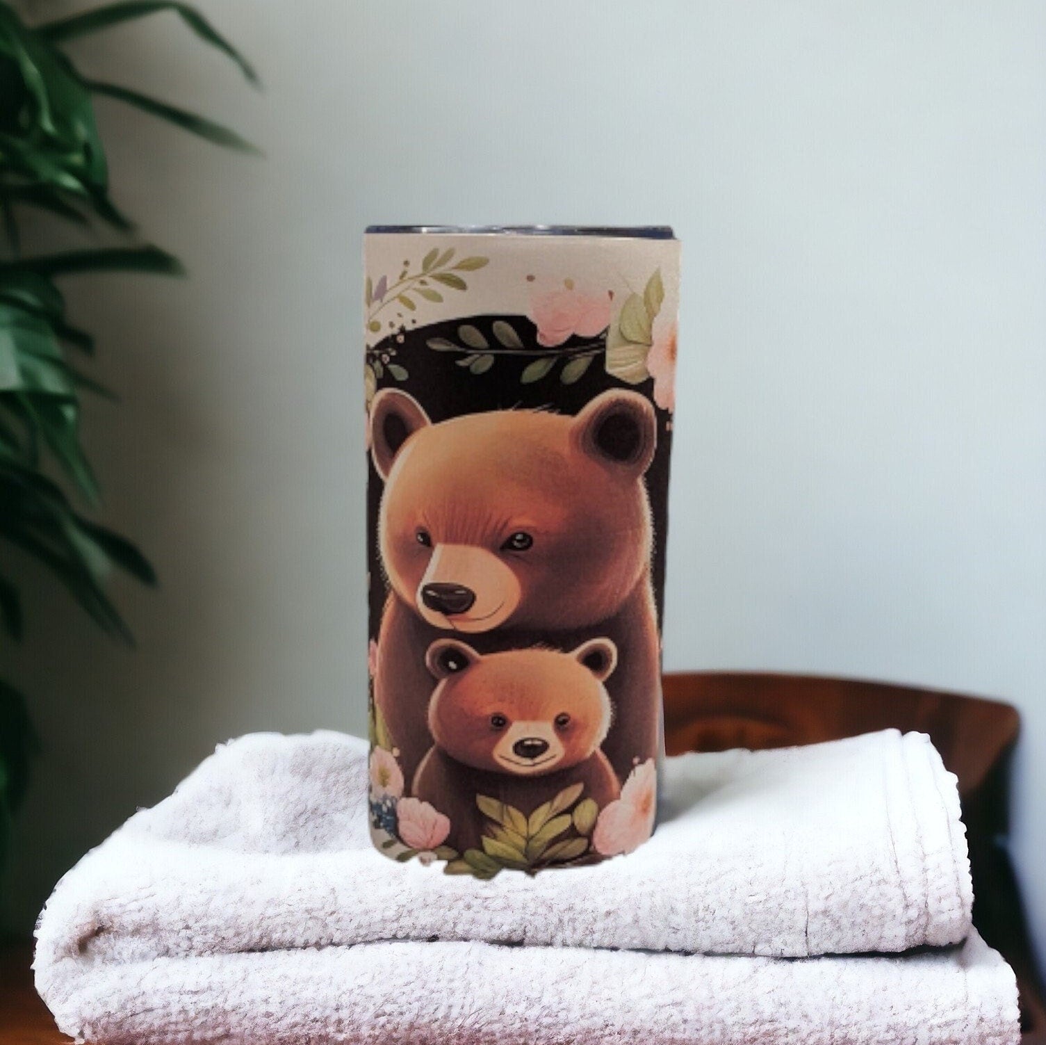 Kids Bear Tumbler 15oz Tumber With Reusable Straw, Can Be Personalized