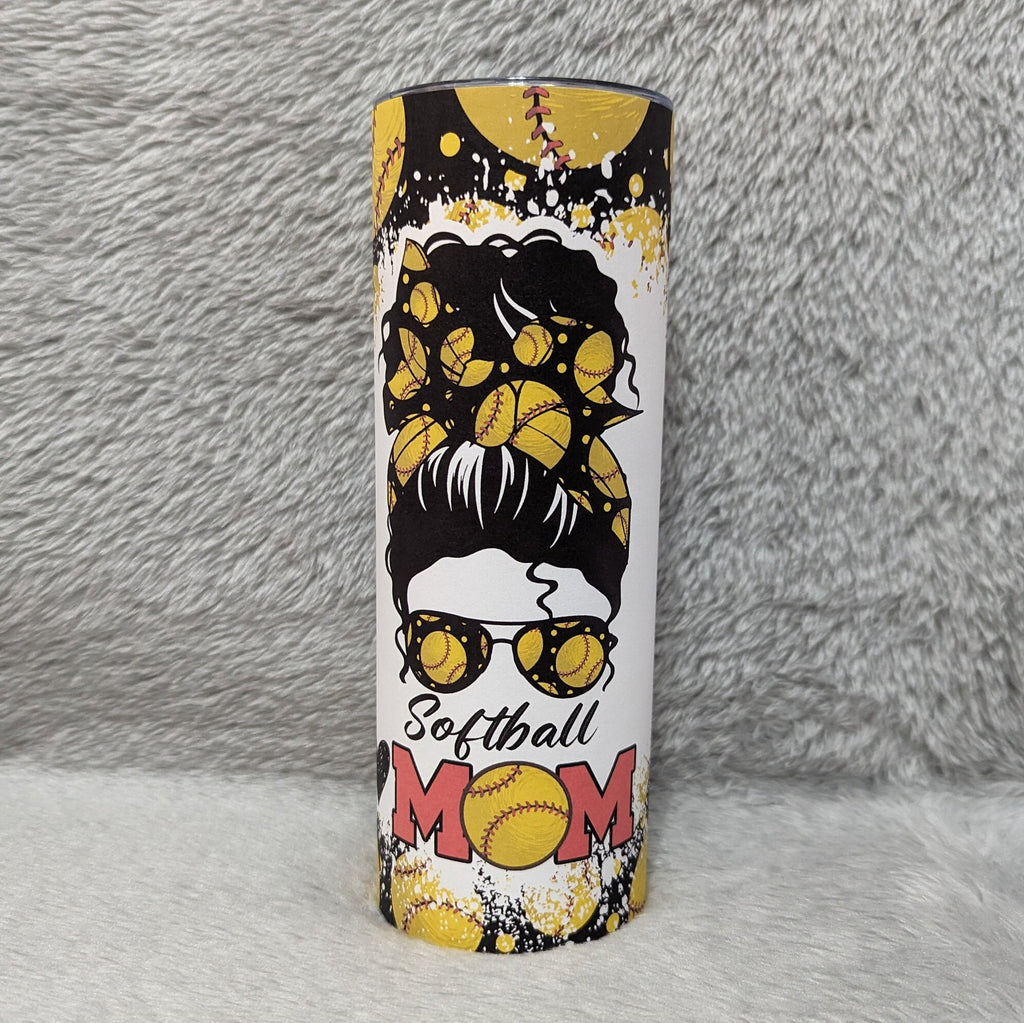 Softball Mom Tumbler 20oz With Reusable Straw