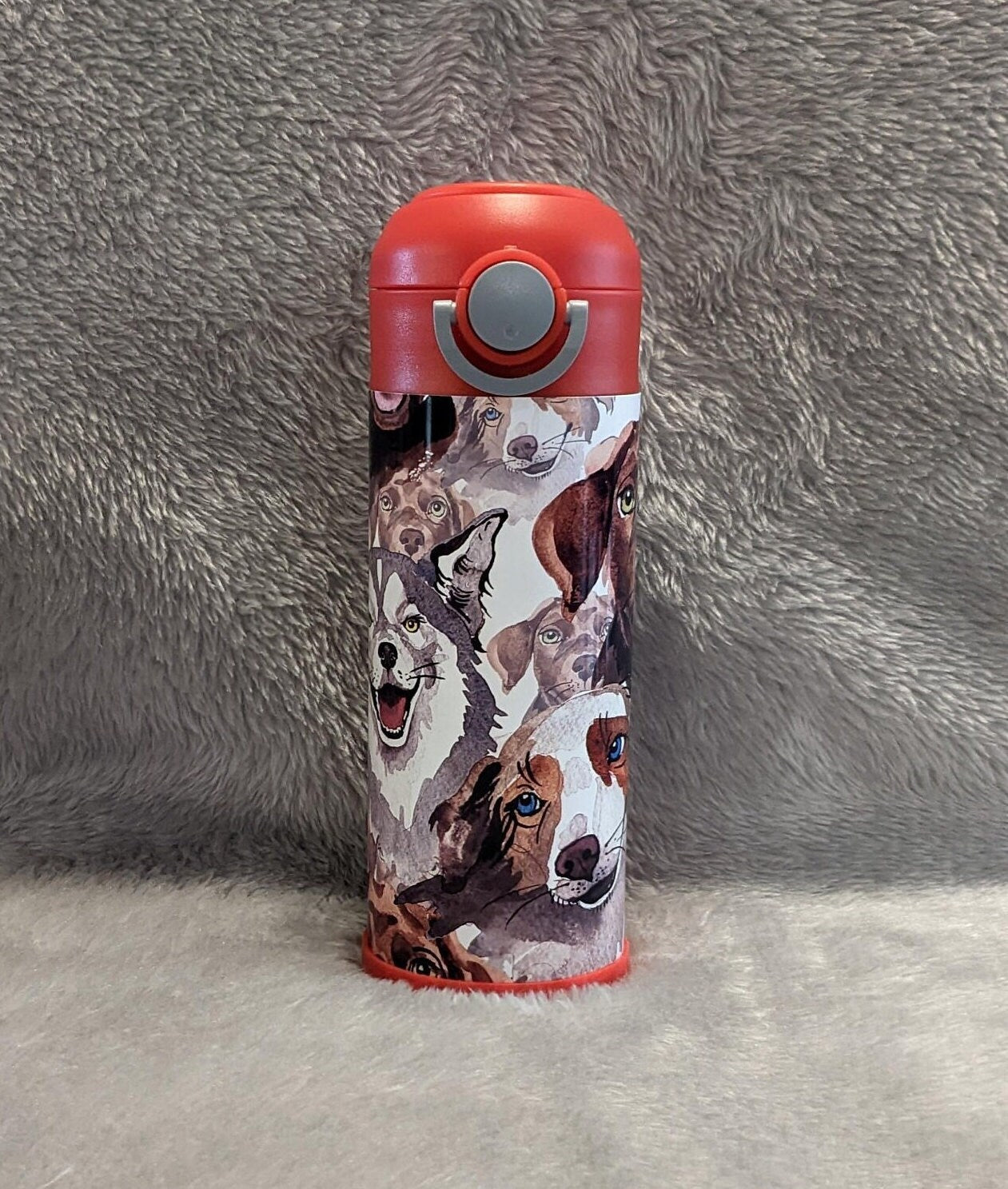 Kids Dog Water Bottle 12oz With Reusable Straw Can Be Personalized