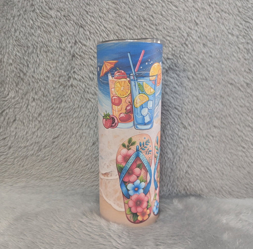 Drink In My Hand Toes In The Sand Beach Tumbler 20oz With Reusable Straw